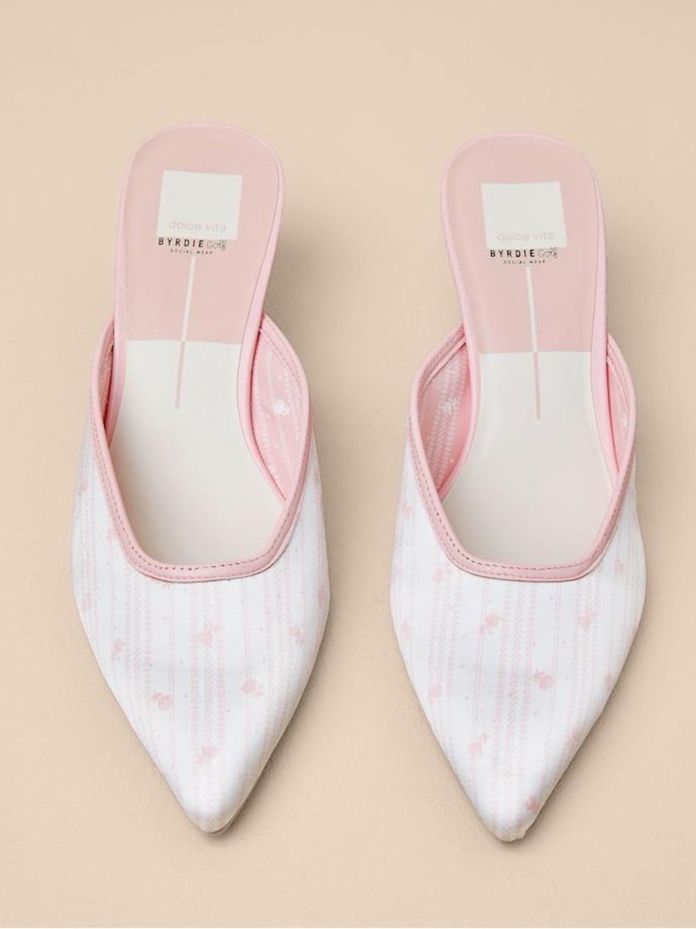 NWT Dolce Vita Cleo Pink Floral Satin Kitten Heel Pumps | Pointed Toe | Romantic - Picture 4 of 5